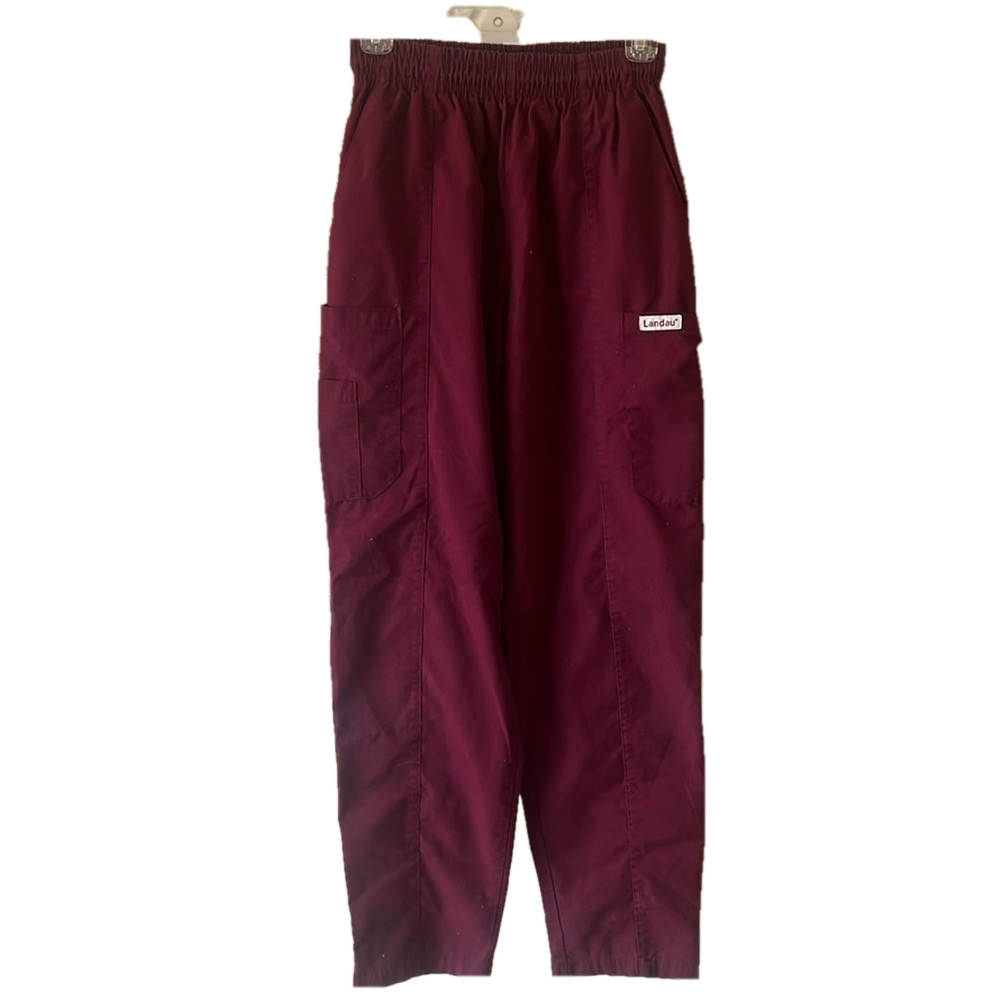 landau maroon scrub pants with elastic waste